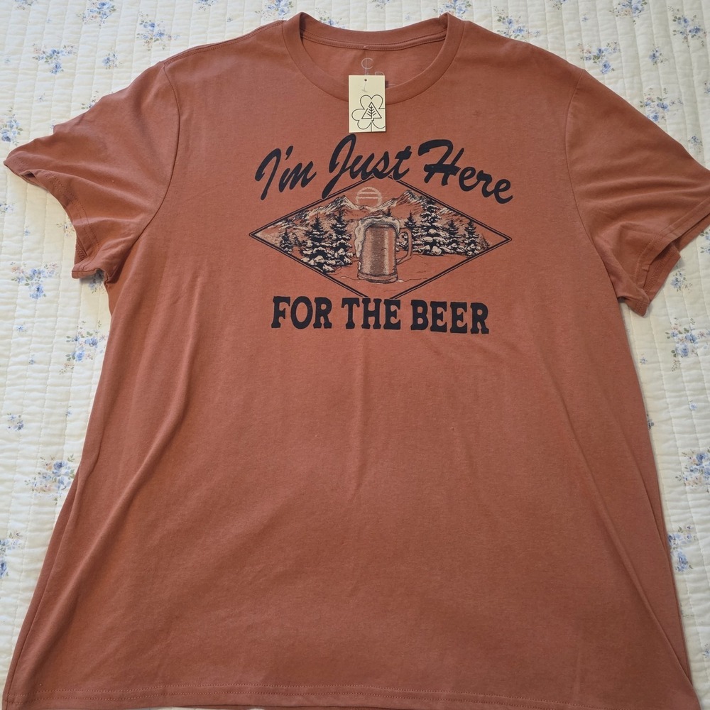 I'm Just Here For The Beer Men's T-shirt Burnt Orange Size XXL NWT - Picture 1 of 4